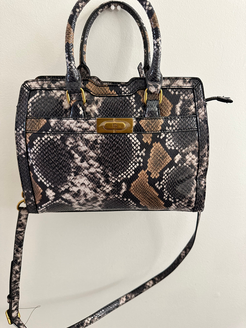 Snakeskin Print Handbag with Matching Wallet