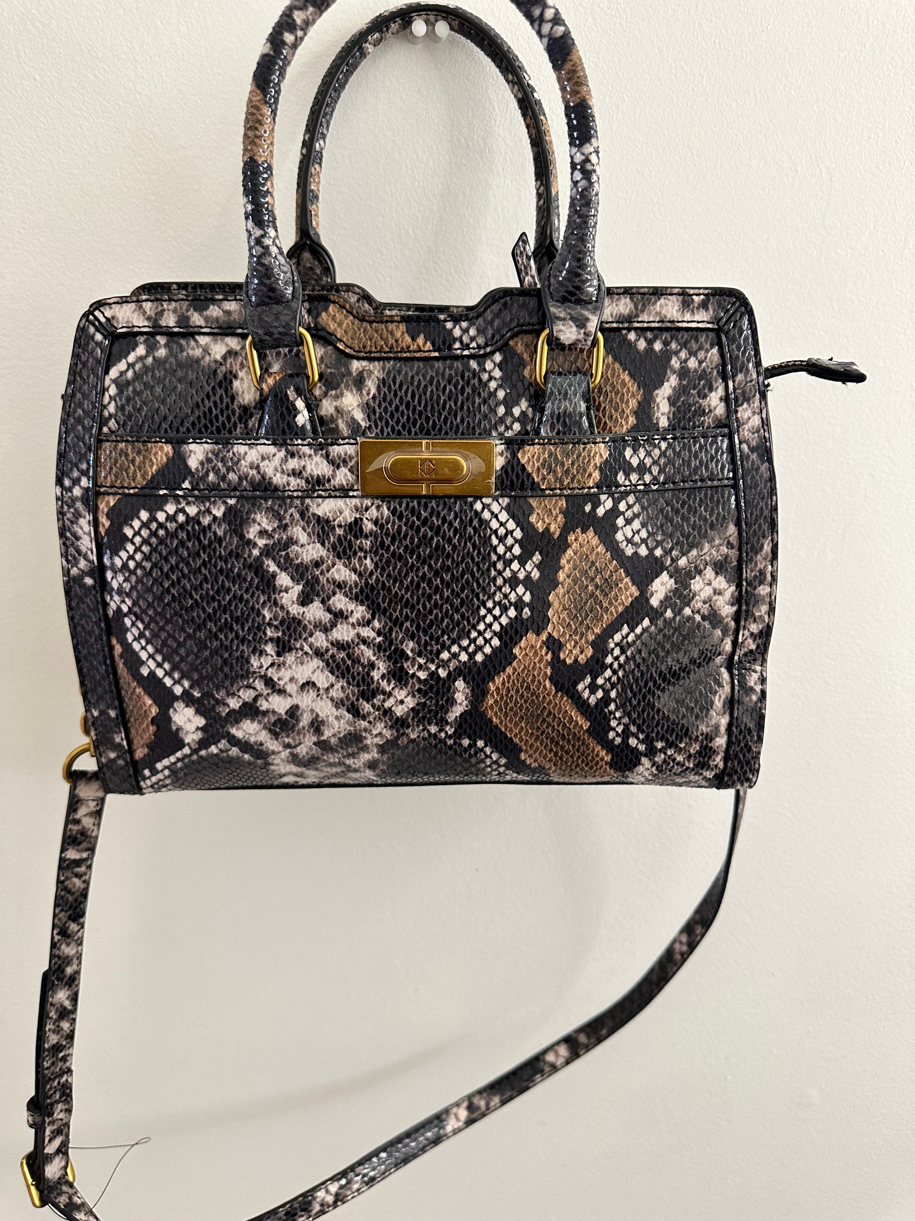 Snakeskin Print Handbag with Matching Wallet