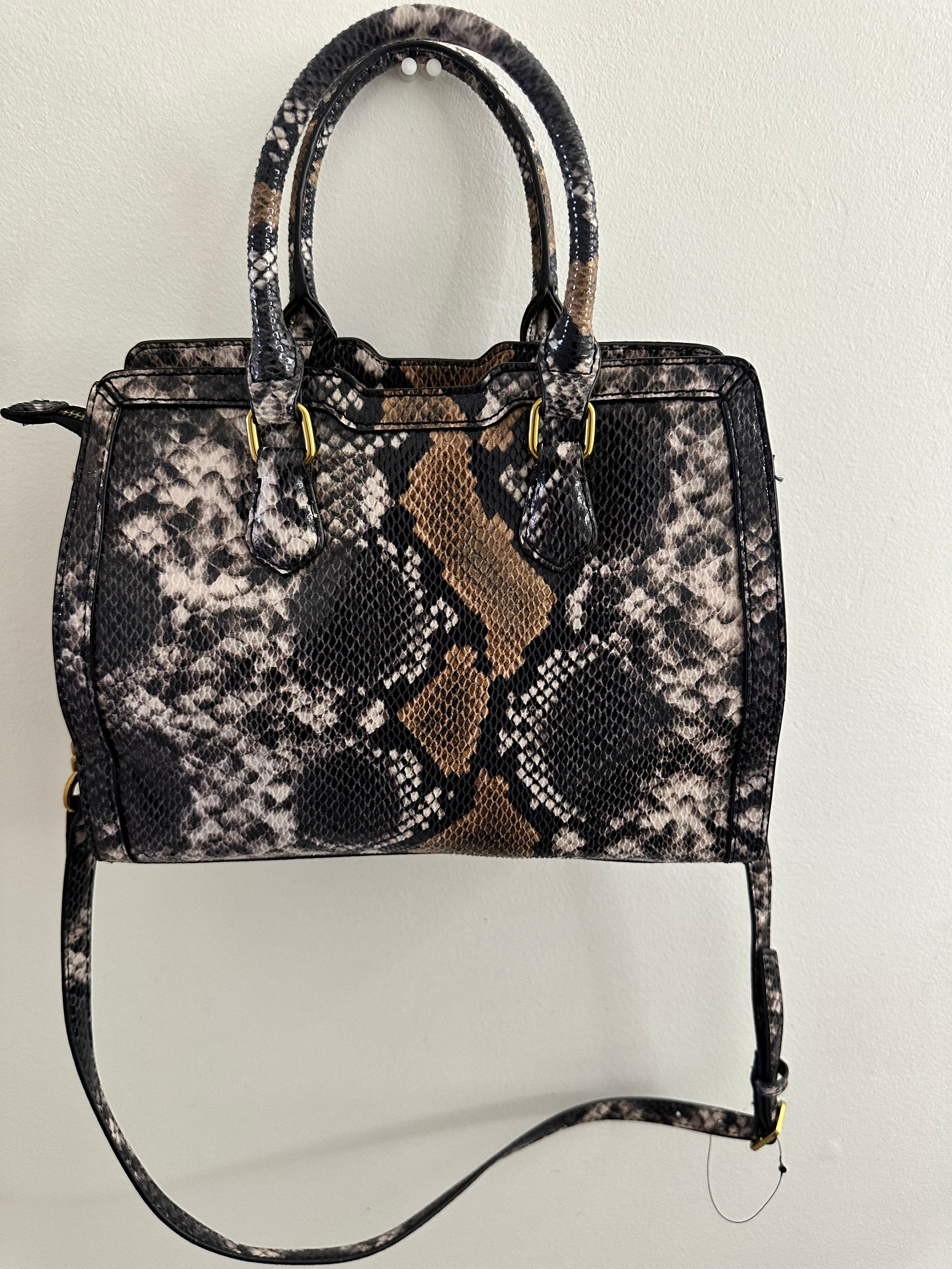 Snakeskin Print Handbag with Matching Wallet