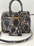Snakeskin Print Handbag with Matching Wallet