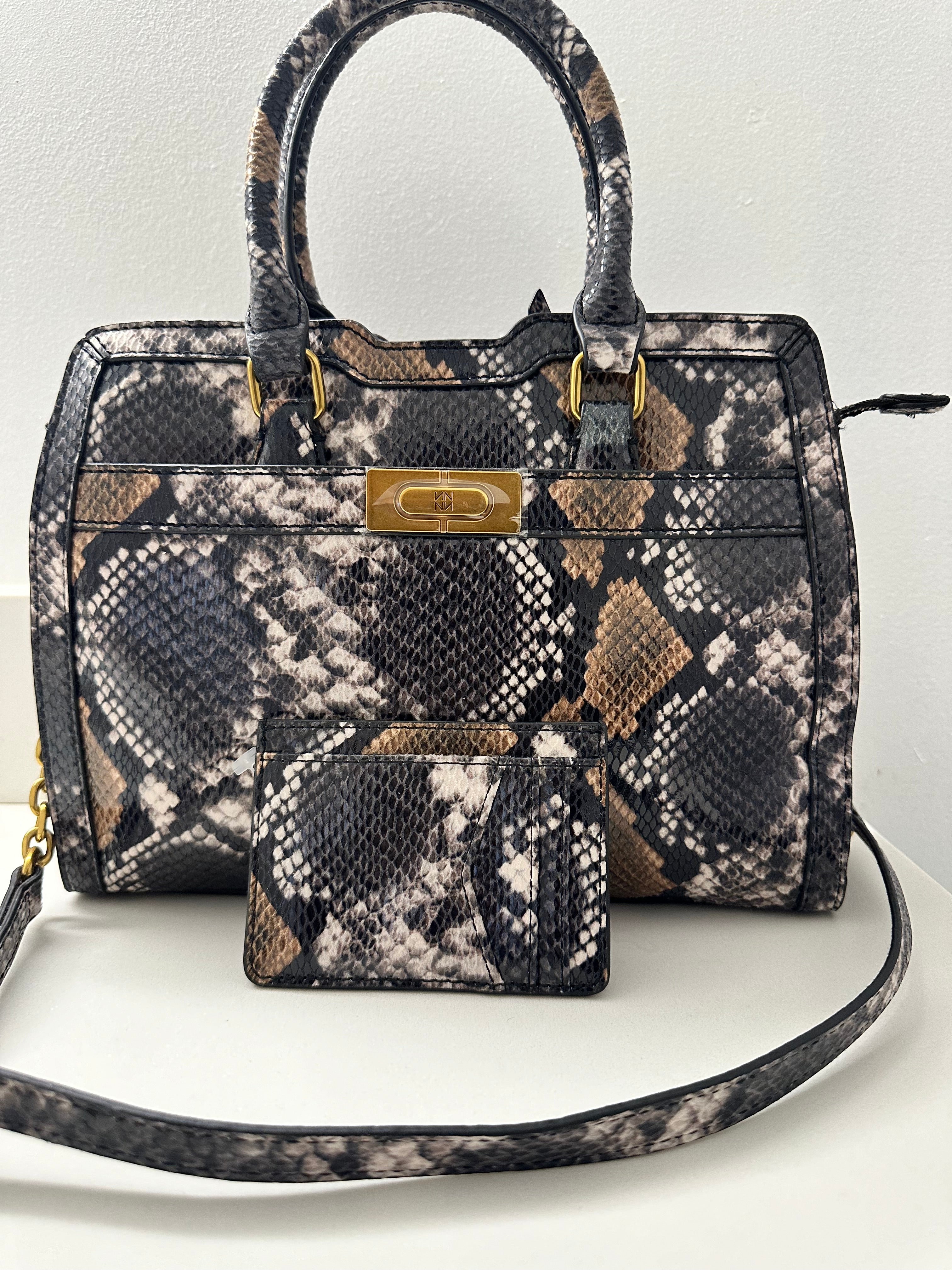 Snakeskin Print Handbag with Matching Wallet