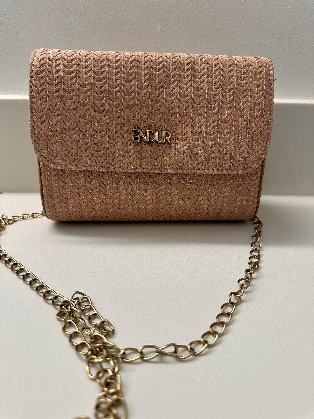 Pink Textured Chain Crossbody