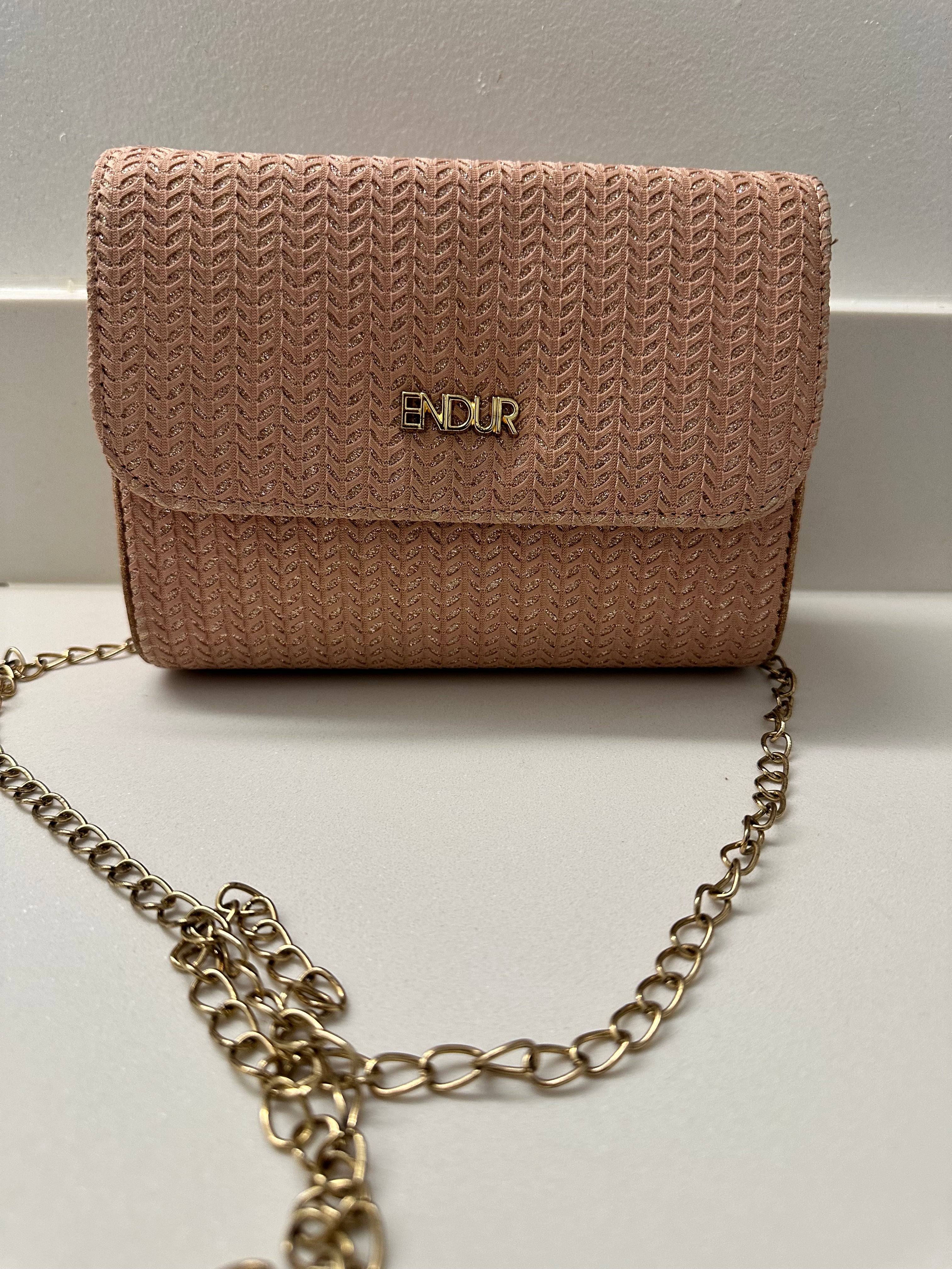 Pink Textured Chain Crossbody