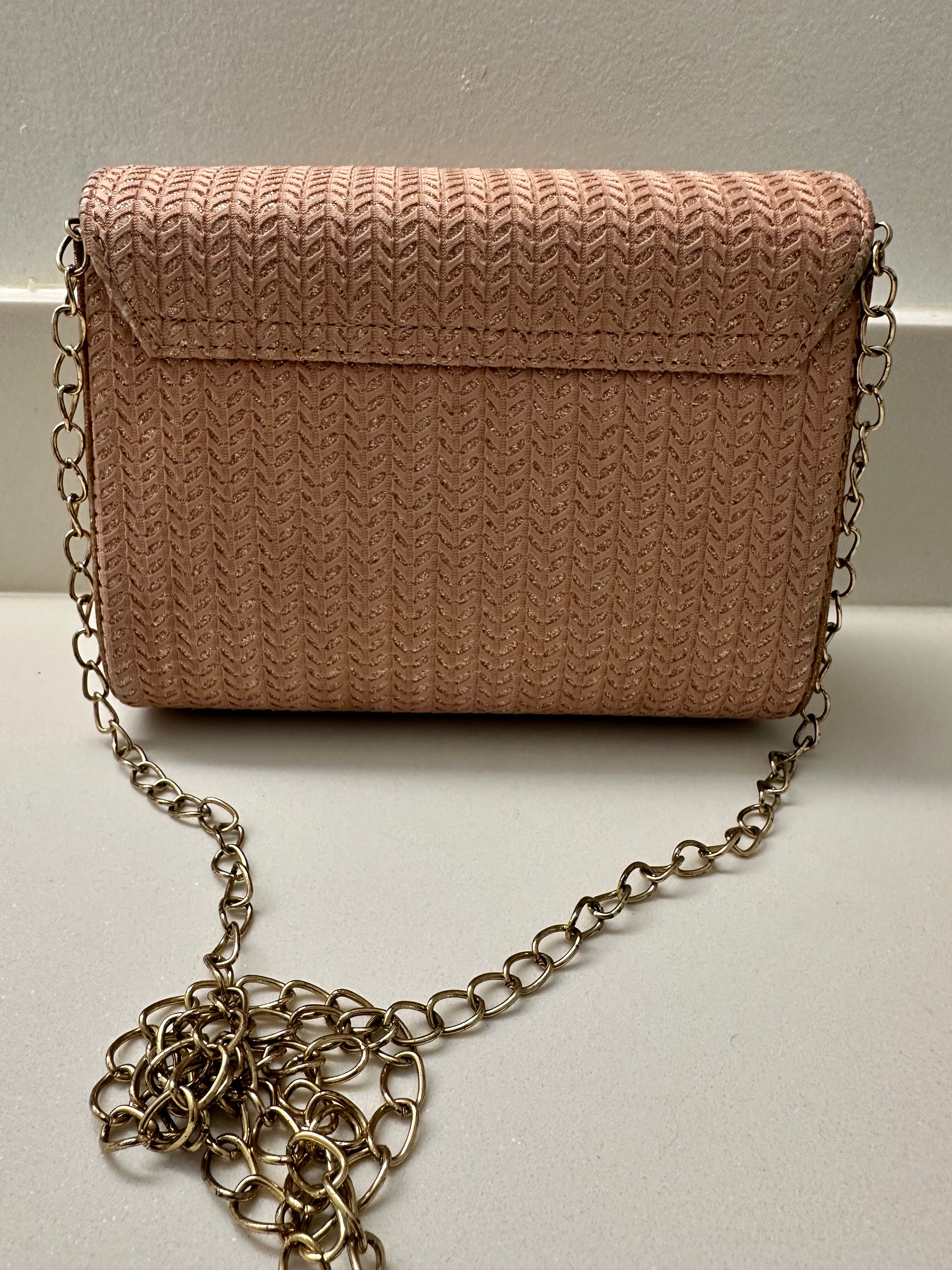 Pink Textured Chain Crossbody